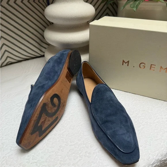 M. Gemi Blue Suede Loafers Slip-On Elegance - Picture 11 of 13